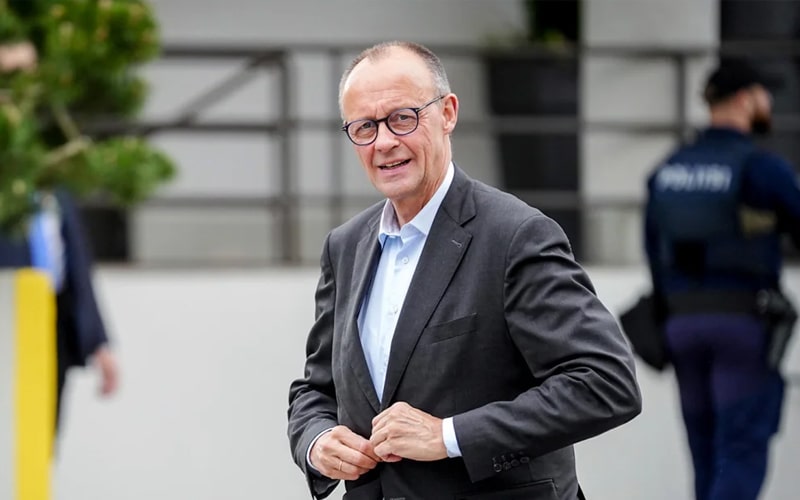 German Chancellor Friedrich Merz speaking at European security forum in Berlin